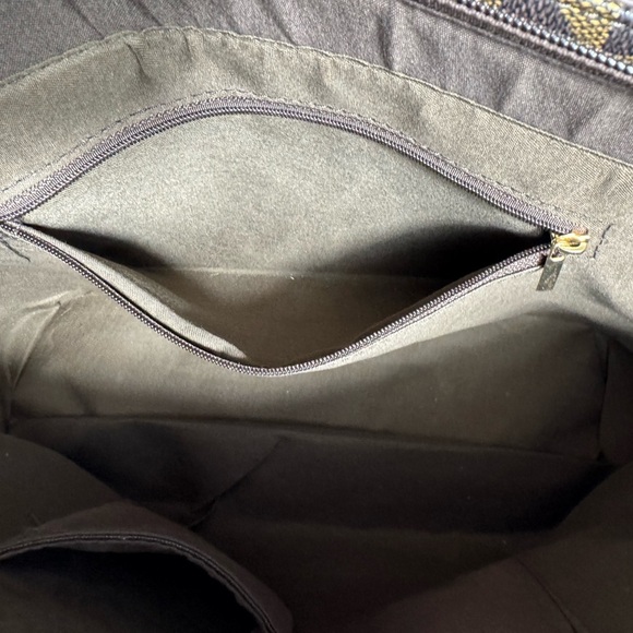 Elim & Paul Tan with Cream Square Patterned Tote Purse - Like New - Picture 13 of 16